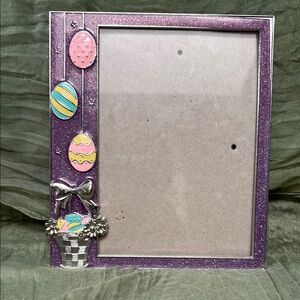 Purple Glitter Easter Egg Picture Frame EUC